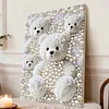 DIY Pearl Painting White Bear for Home Decor with Frame(30x40cm)