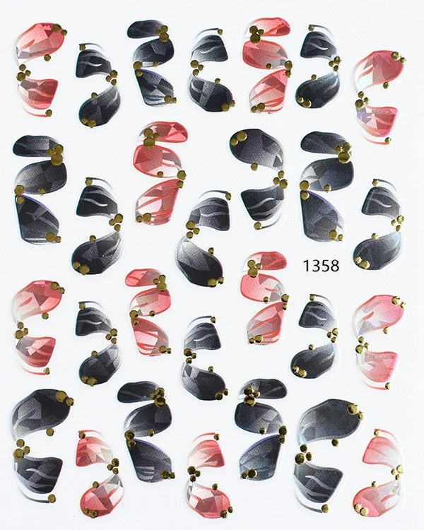 3D Swirl Lines Nail Sticker Geometry Irregular Whirling Wave Cow Print Decal on Nails Art Charms Manicure Slider Tip Accessories-Nail Inspo