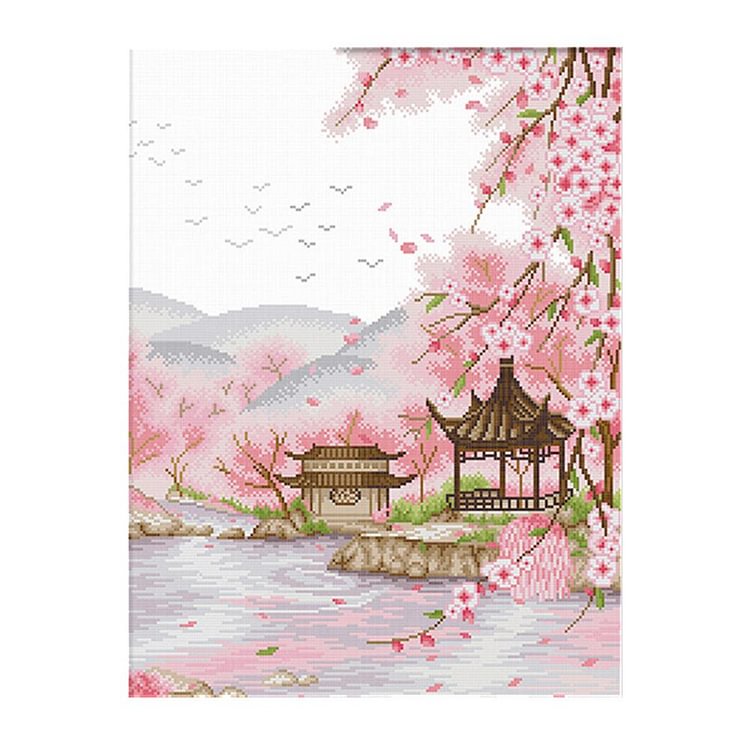 Spring-Landscape - 11CT 3 Strands Threads Printed Cross Stitch Kit - 63x50cm(Canvas)