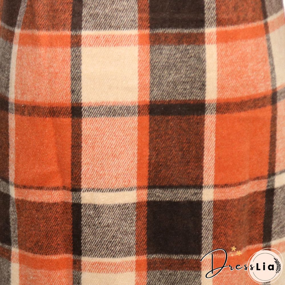 Classic Plaid Single-breasted Woolen Coat
