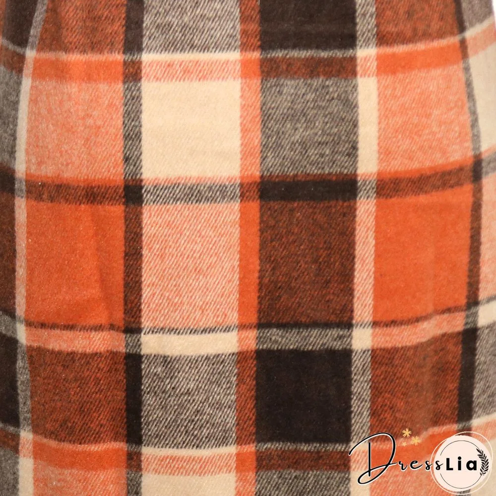 Classic Plaid Single-breasted Woolen Coat