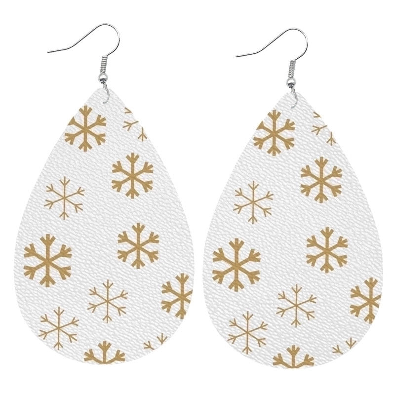 1 Pair Minimalist Classic Style Streetwear Christmas Tree Water Droplets Snowflake Pu Leather Drop Earrings