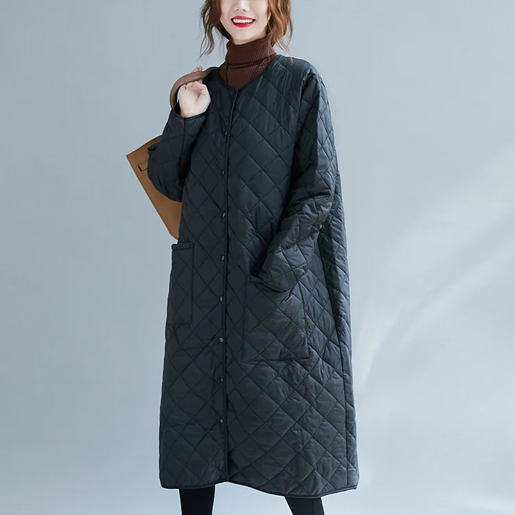 Classic Lightweight Black Long Sleeve Cotton Coat - yankia