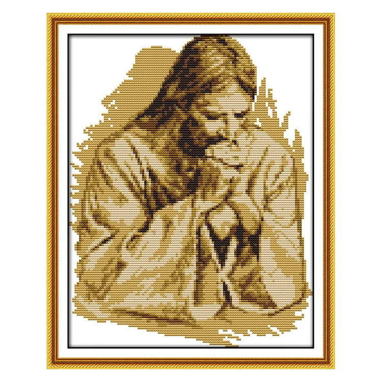 Jesus Pray 14CT Printed Cross Stitch Kits (32*27CM) fgoby