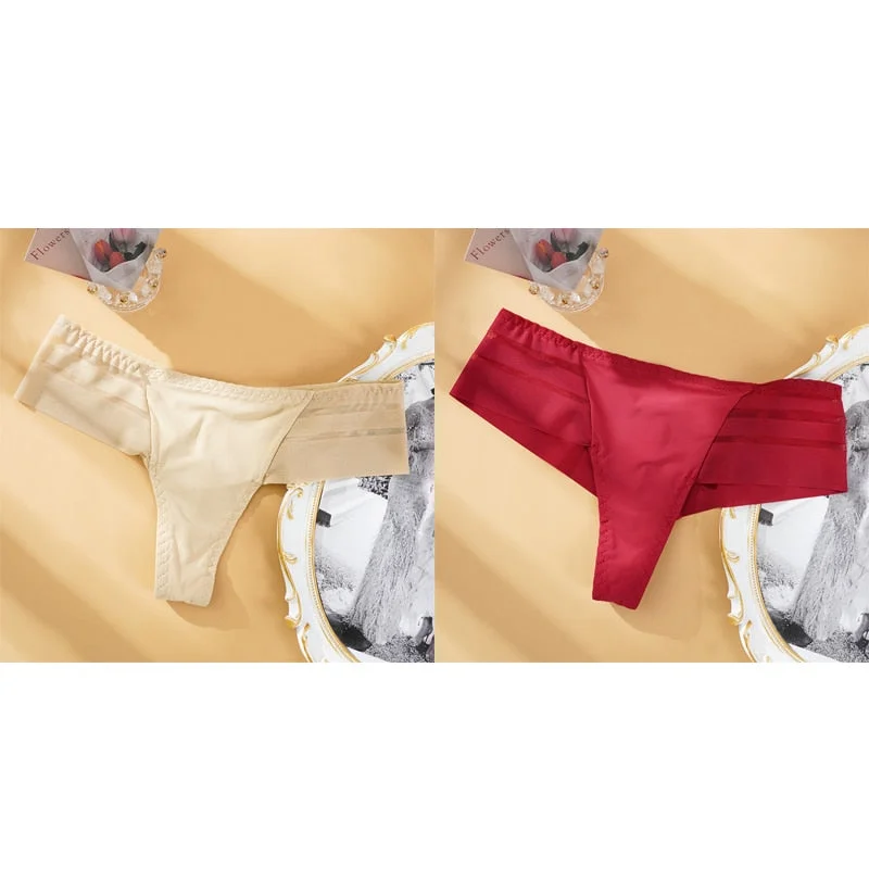 2PCS/Set Sexy Women's G-string Panties Seamless Panties Perspective Underwear  Girls Intimates Lingerie See-Through Underpants