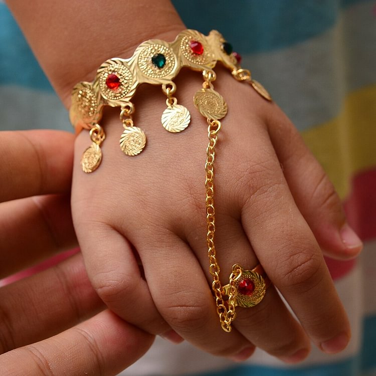 Colorful Stone Coin Bangle Ring Baby/Child