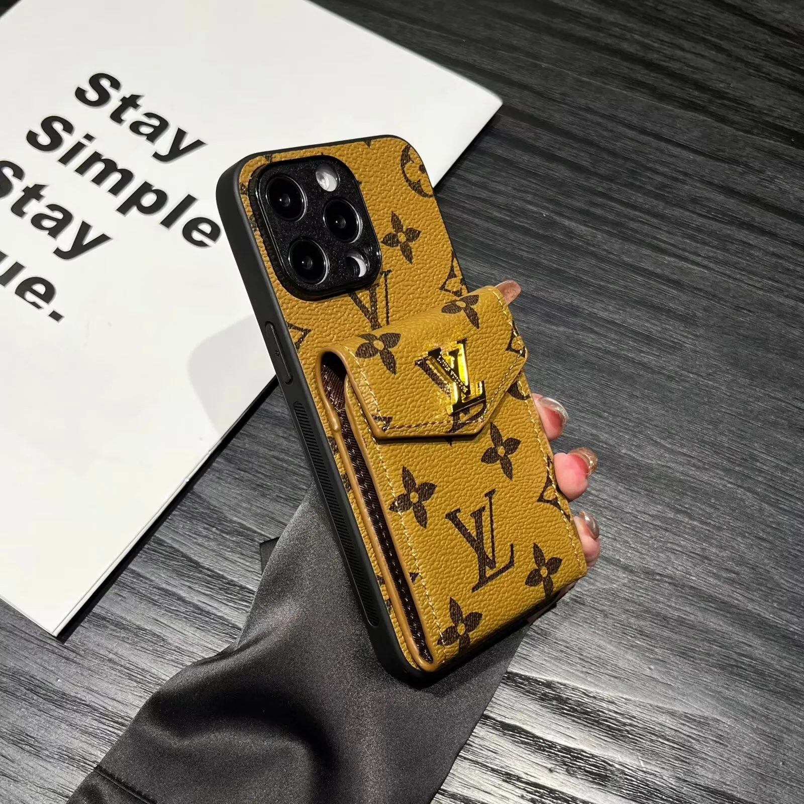 Louis Vuitton Lockme Tender Accordion Card Holder Canvas Leather Apple iPhone Case