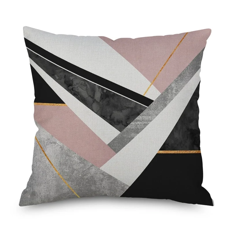 Nordic Marble Geometric Printed Cushion Cover Polyester Throw Pillow Cases for Sofa Car Black Home Decorative Pillowcase 45*45cm