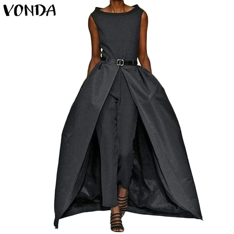 Overalls for Women Party Playsuits Sexy Jumpsuits Vintage Rompers Office Lady Overalls Long Pants VONDA Female Trousers Pus Size