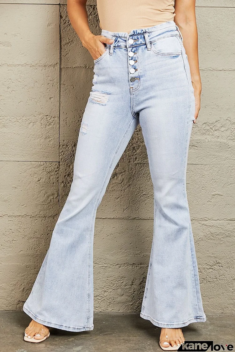 BAYEAS High Waisted Button Fly Flare Jeans