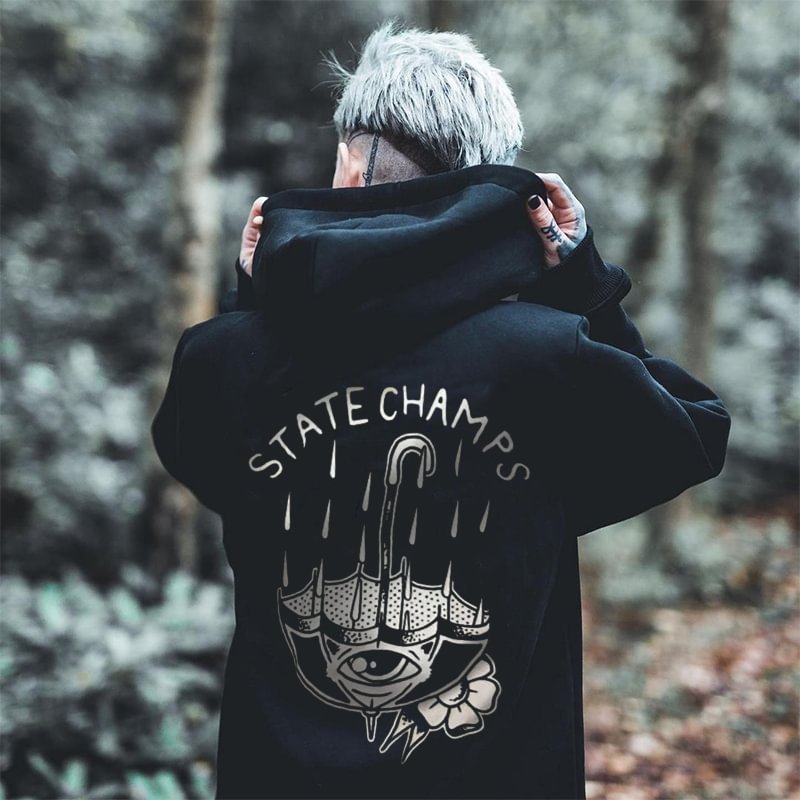 Fashion State Champs Wired Eye Umbrella Printed Hoodie - Krazyskull