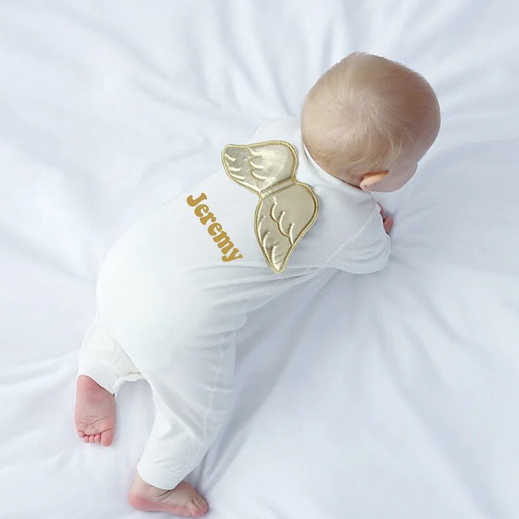 Personalized Baby Angel Wings Long Sleeve Romper