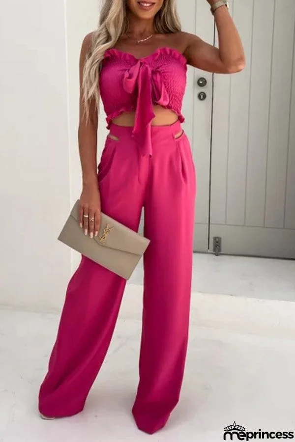 Solid Color Sleeveless Top Vest Casual Pants Set