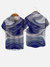 Full-Print Blue Colorful Acrylic Abstract Pattern Printing Men's Short Sleeve Shirt