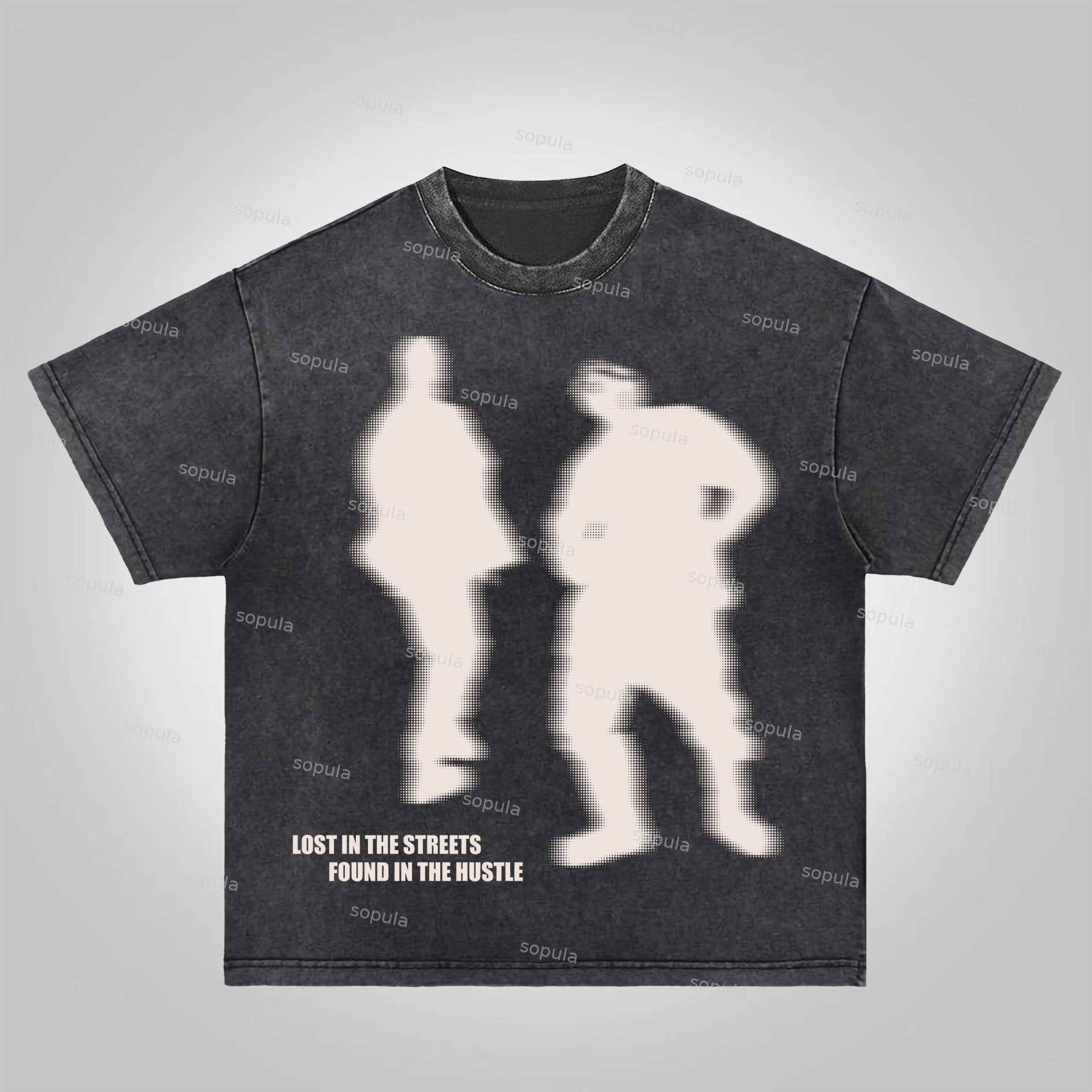 Sopula Street Outlet Abstract Character Graphics Acid Washed T-shirt