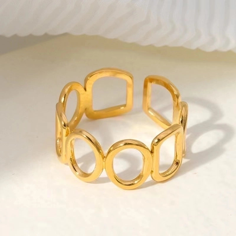 Retro Geometric Stainless Steel Gold Plated Plating Open Rings