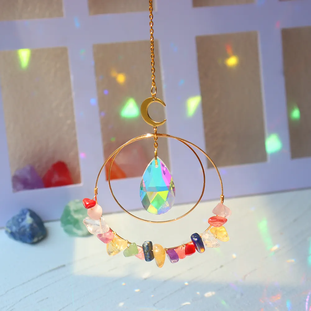 Crystal Sun Light Trapping Wind Chime Pendant Prism Lighting Catching Decor
