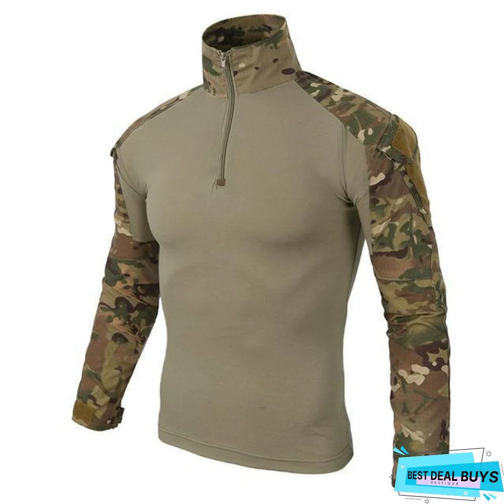 Camouflage Colors Army Combat Uniform Military Shirt Cargo Airsoft Paintball Tactical Cloth with Elbow Pads