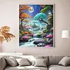 Moonlit Falls Full 11CT DIY Stamped Needlework Embroidery Kit 15.74x19.68inch Embroidery Needlepoint Starter Kits Cross Stitch Art and Crafts Kits for Beginners Adults Home Decor