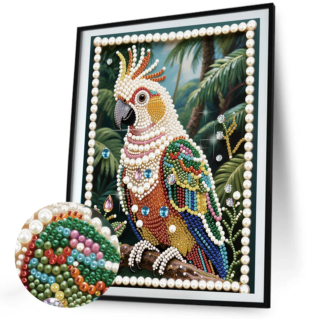 Yellow Parrot DIY Partial Diamond Pearl Painting Art Kits 30x40cm Special Shape Pearl Gem Paintings Picture Arts Craft for Home Wall Decor