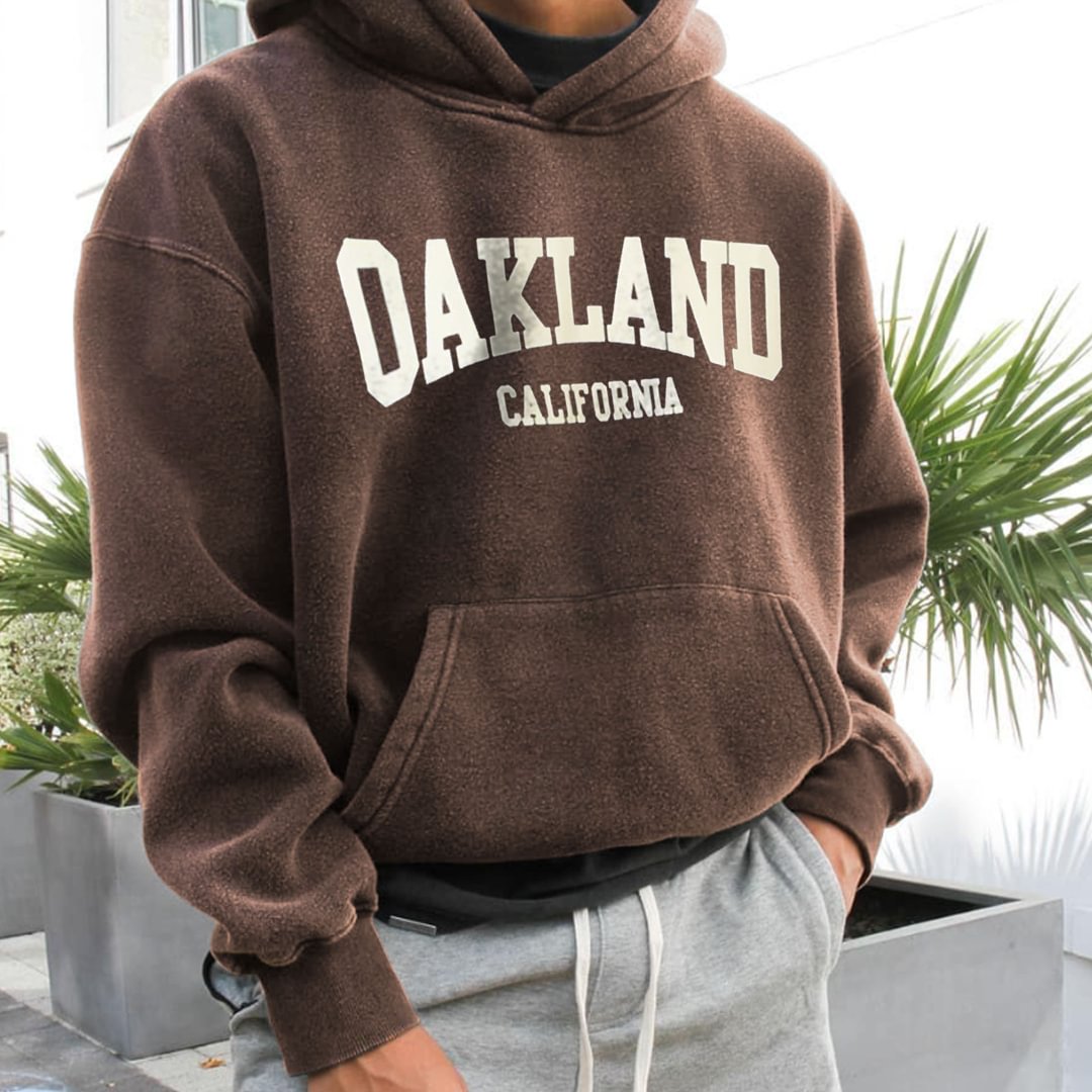 Retro Men's OAKLAND Casual Print Hoodie