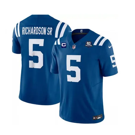 Men's Indianapolis Colts #5 Anthony Richardson Sr. Blue 2023 F.U.S.E. 40th Anniversary With 1-Star C Patch Vapor Untouchable Limited Stitched Football Jersey