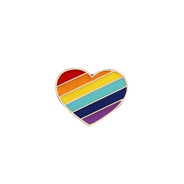 Heart Rainbow Enamel Pin Love is Love LGBT Gay Pride Couple Gifts
