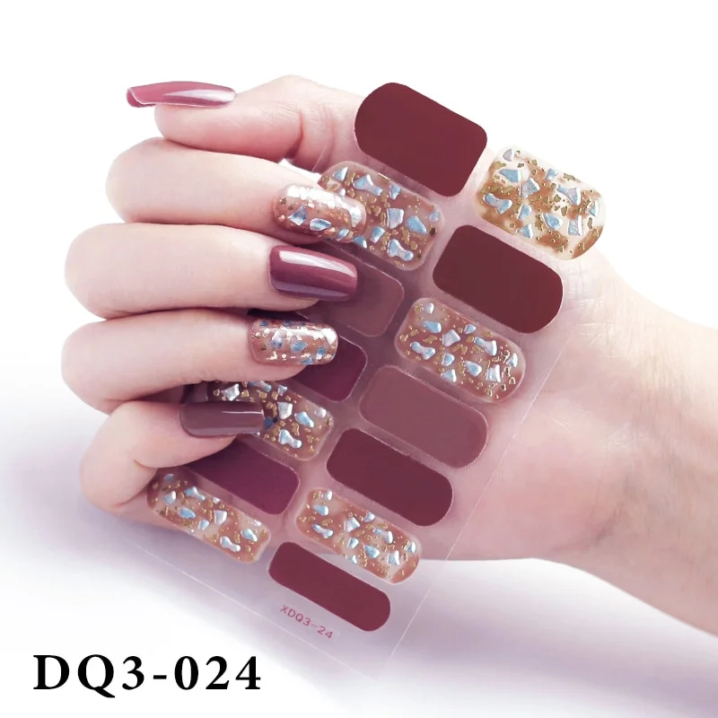 Churchf Nail Stickers Fashion Design Nail Polish Stickers Full Cover Nail Decorations for Manicure Self Adhesive Decals for Nails-Nail Inspo