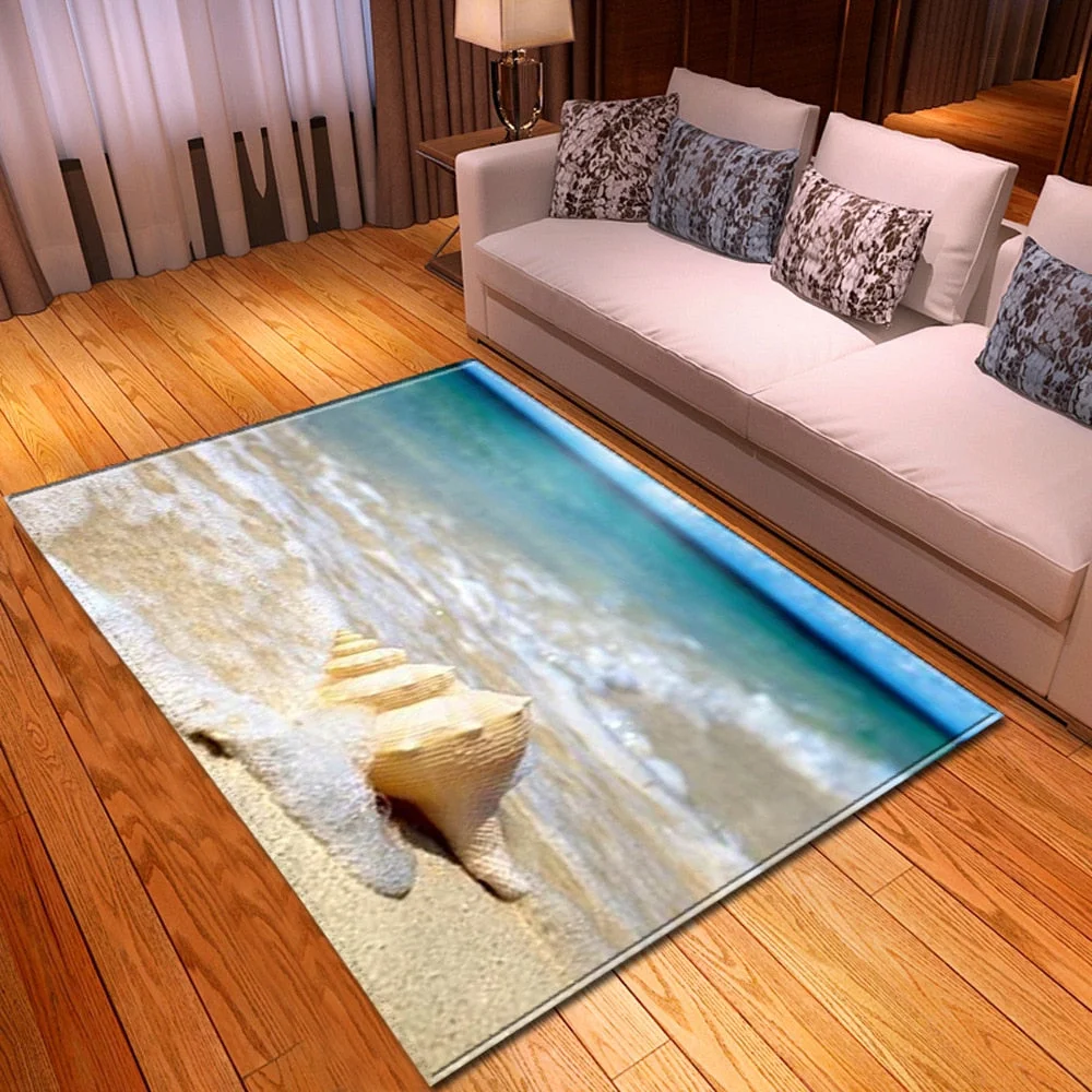 Living Room Sofa Carpet Home Bedroom Children's Decor Floor Rugs Seaside Pattern Coffee Table Hallway Balcony Kids Bedside Mat