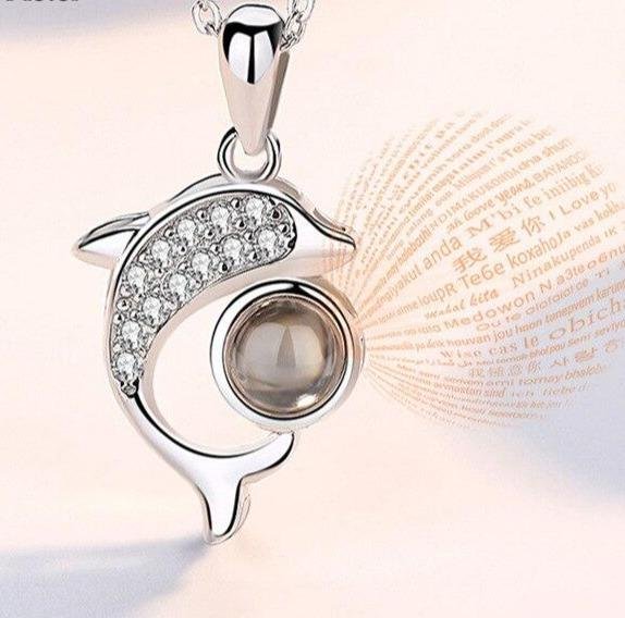 I Love You in 100 Languages Dolphin Pendant Necklace-Mayoulove