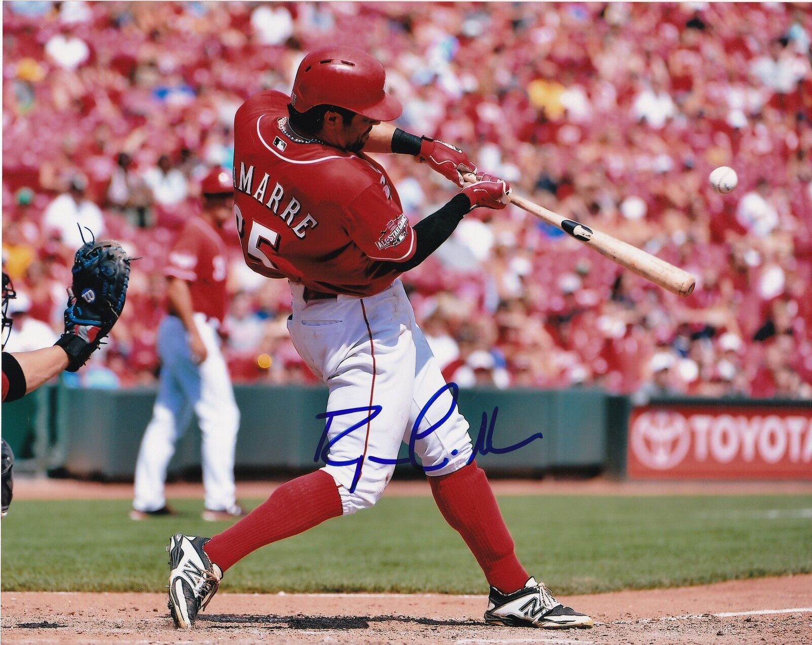 RYAN LAMARRE CINCINNATI REDS ACTION SIGNED 8x10