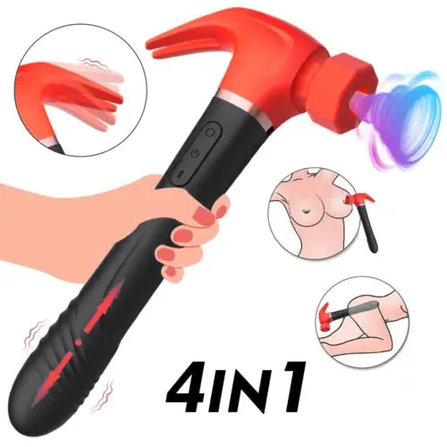 4IN1 Hammer Vibrator with 7 Thrusting Sucking 10 Vibrating Sex Toy for  Woman Men