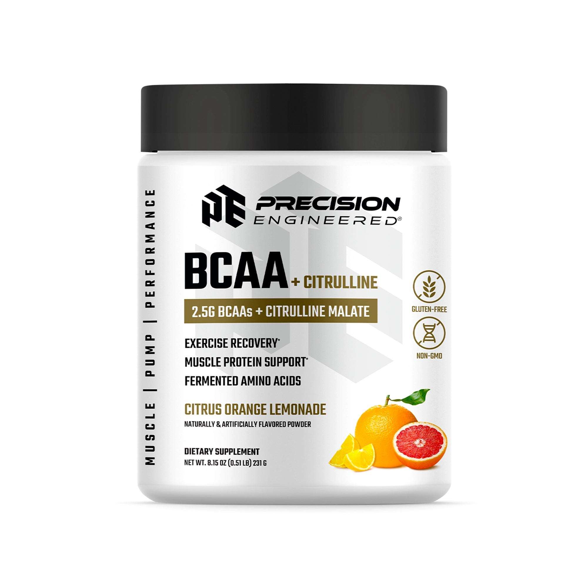 PE BCAA + Citrulline Pwd Citrus Orng Lmnd 390g - 8.15 OZ - Exercise Recovery, Muscle Protein Support, Fermented Amino Acids