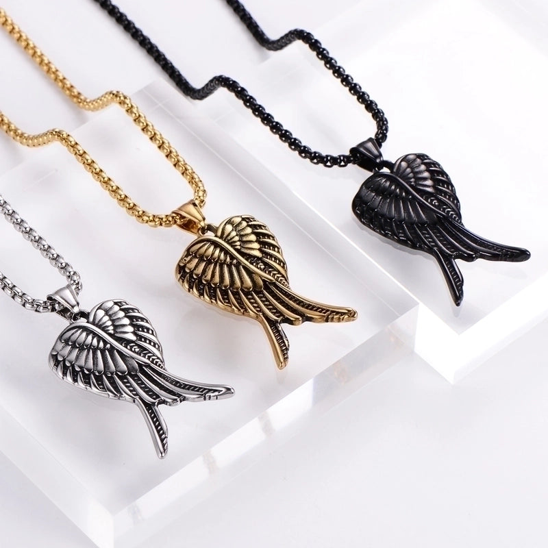 Hip-Hop Angel Wings 304 Stainless Steel Polishing No Inlaid Halloween Unisex Pendant Necklace