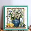 White Flowers In Vase-14CT Stamped Cross Stitch 45*45cm/17.72*17.72in tapestrymarket