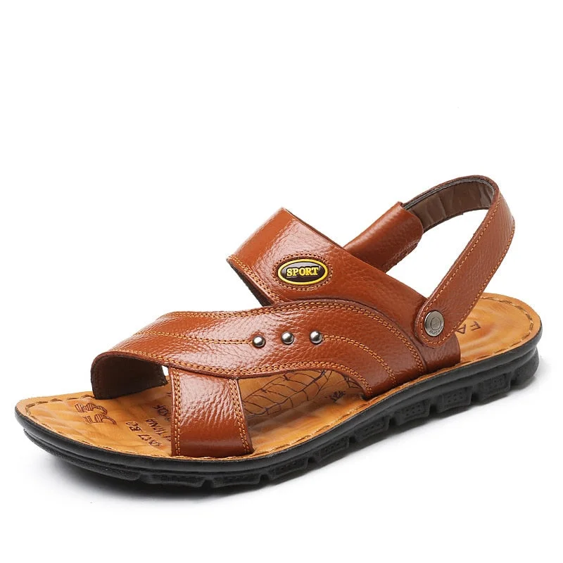 Men's Sandals Men's Summer New  Casual Beach Shoes Leather Fashion Breathable Sandals Tide Mens Roman Sandals  Leather Sandals