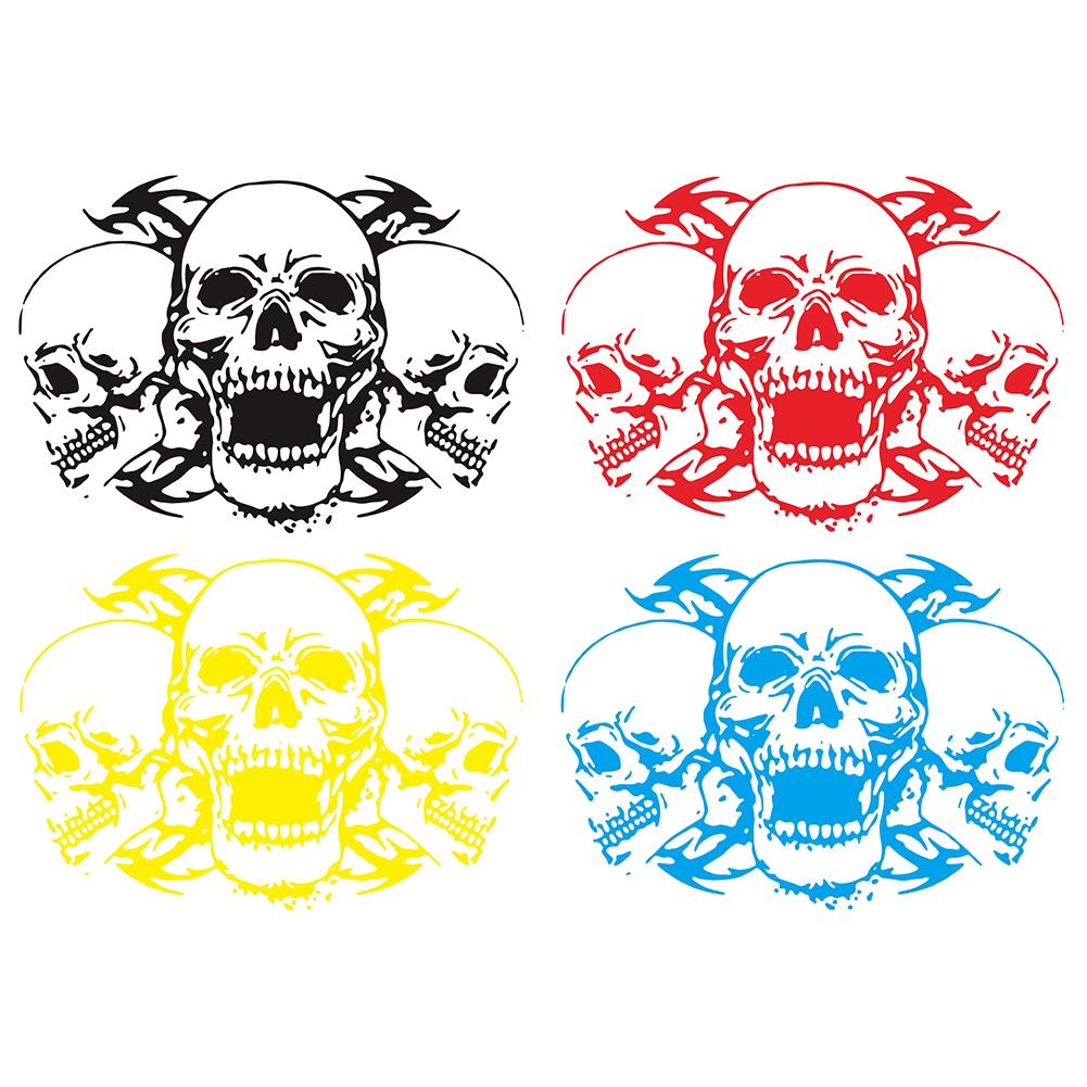 

39x60cm Triple Skull Head Car Styling Sticker Graphics Decal for Car Hoods, Black, 501 Original