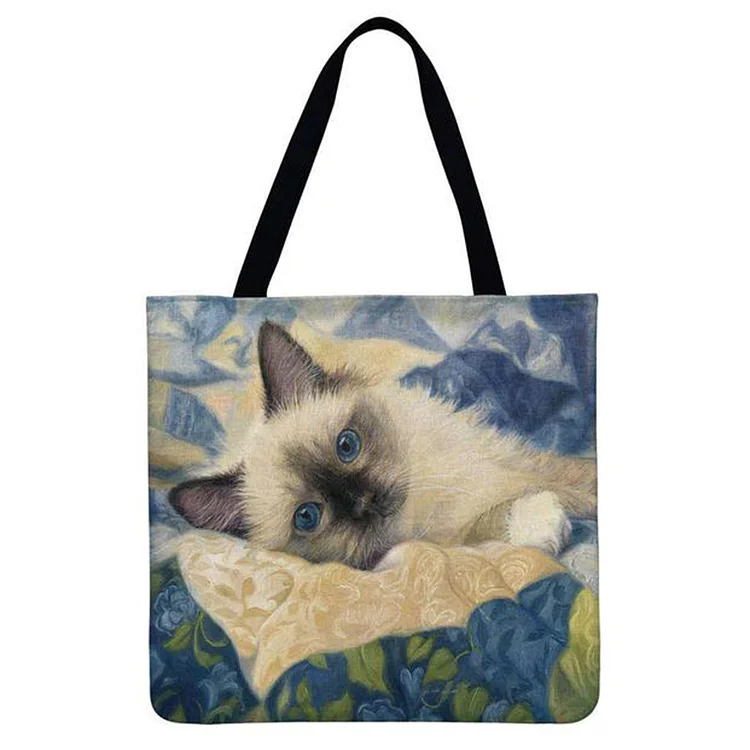 Linen Eco-friendly Tote Bag - Lovely Cat