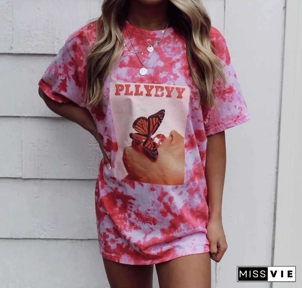 Vintage Round Neck Short Sleeve Printed T-Shirt