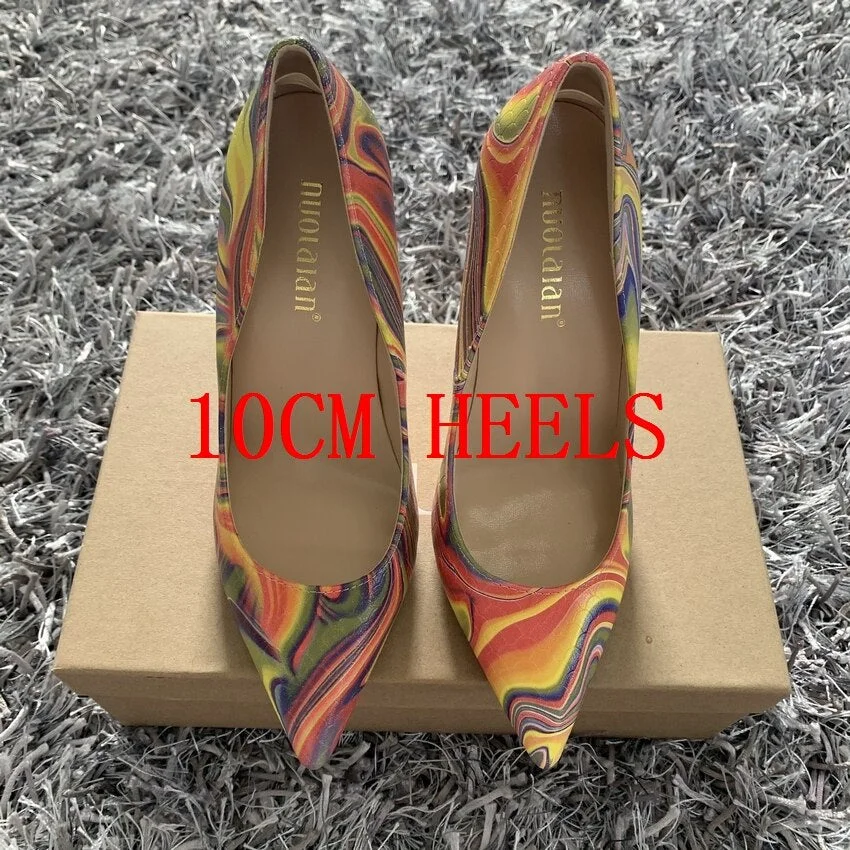 Luxury snake women shoes girls sexy high heels printed multi colors stilettos 12cm party wedding shoes