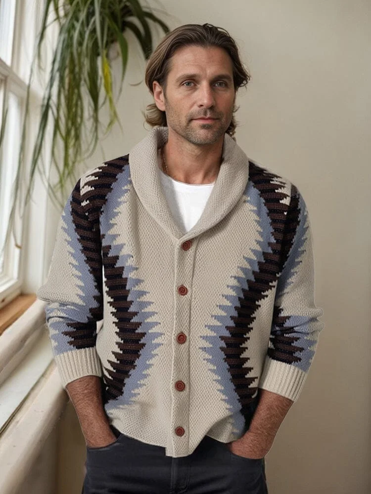 Geometric Print Knit Cardigans QueenFunky