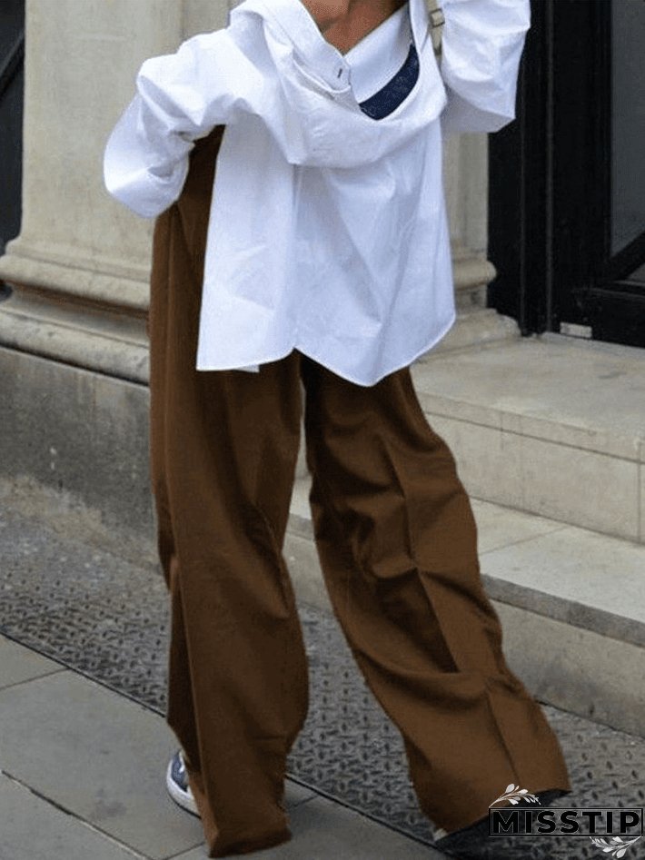 Contrast Waist Vintage Tailored Pants