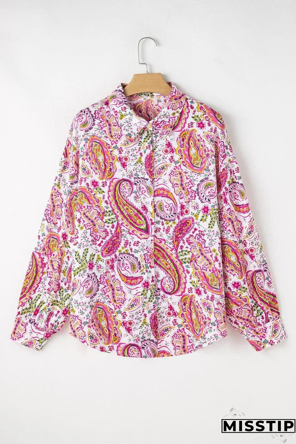 Pink Floral Paisley Printed Casual Shirt