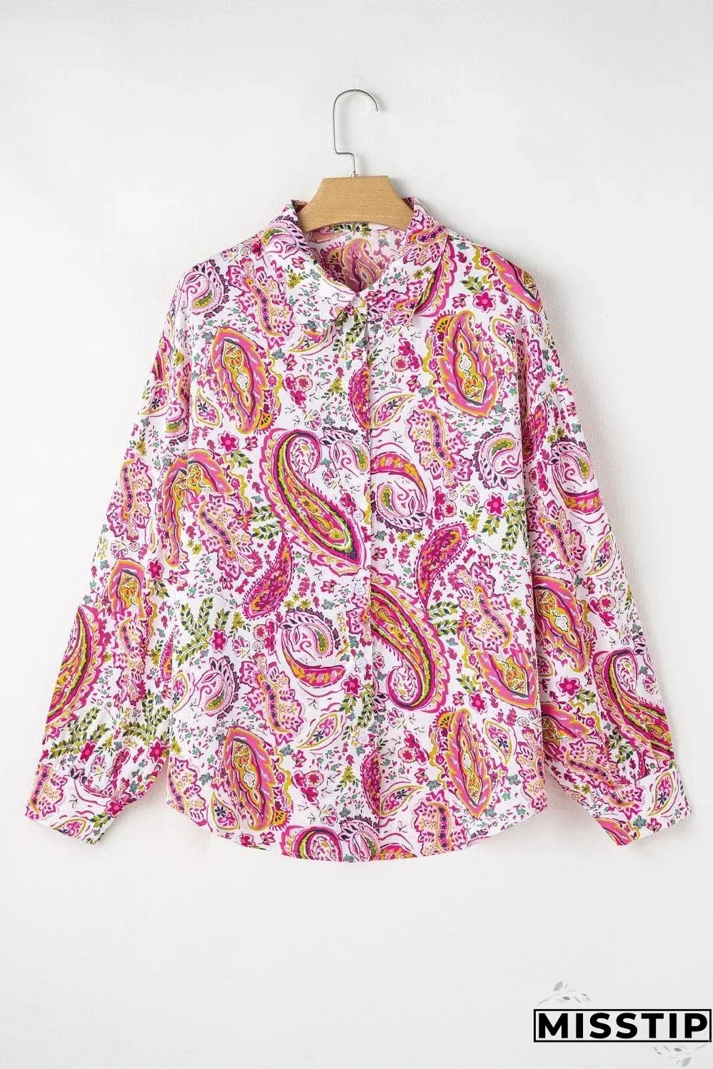 Pink Floral Paisley Printed Casual Shirt