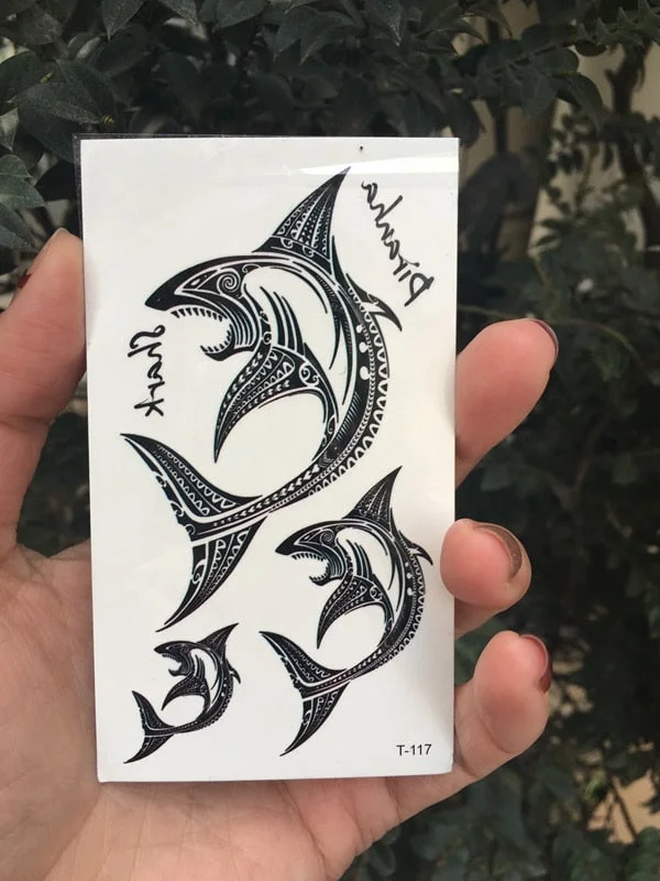 2018 New Waterproof Temporary Tattoo Sticker Lace Shark fish tatto flash tatoo fake tattoos for Woman Man