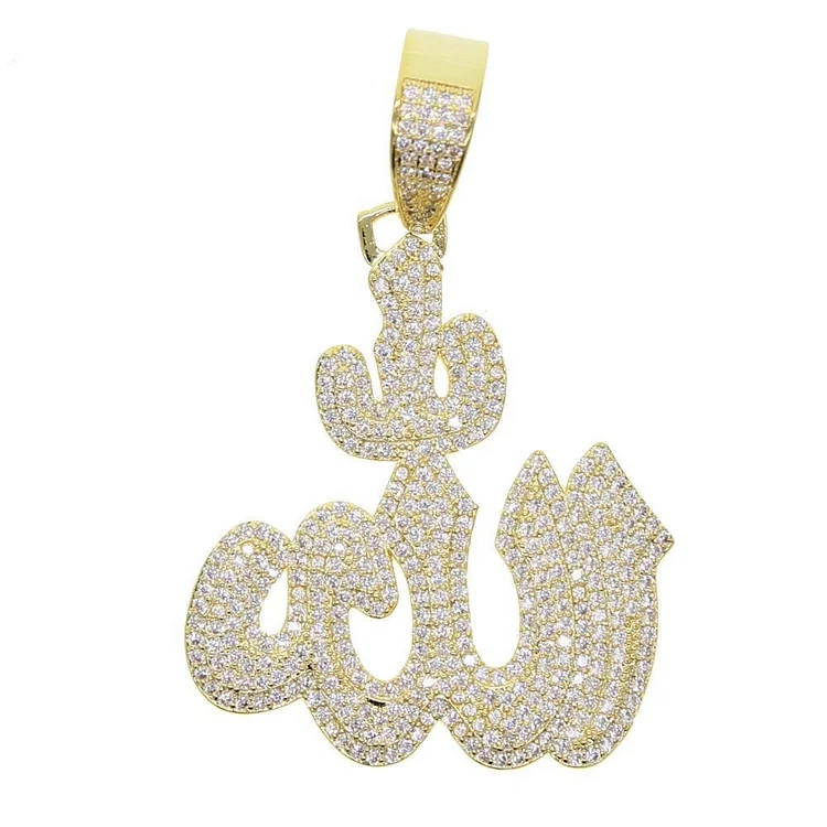 Iced Out Bling CZ Allah Pendant Necklace-VESSFUL