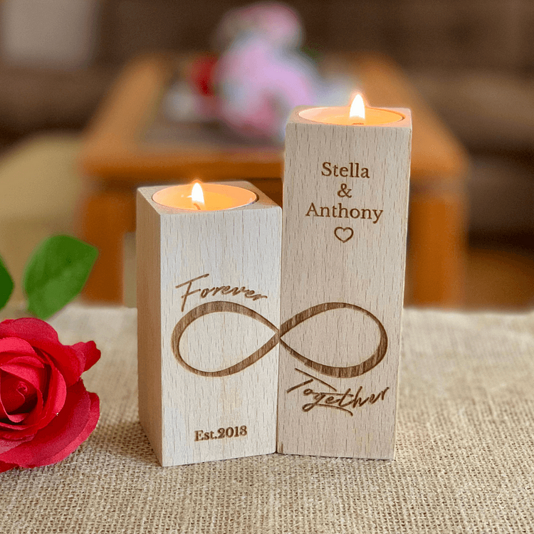 Infinity Candle Holder Personalized 2 Names