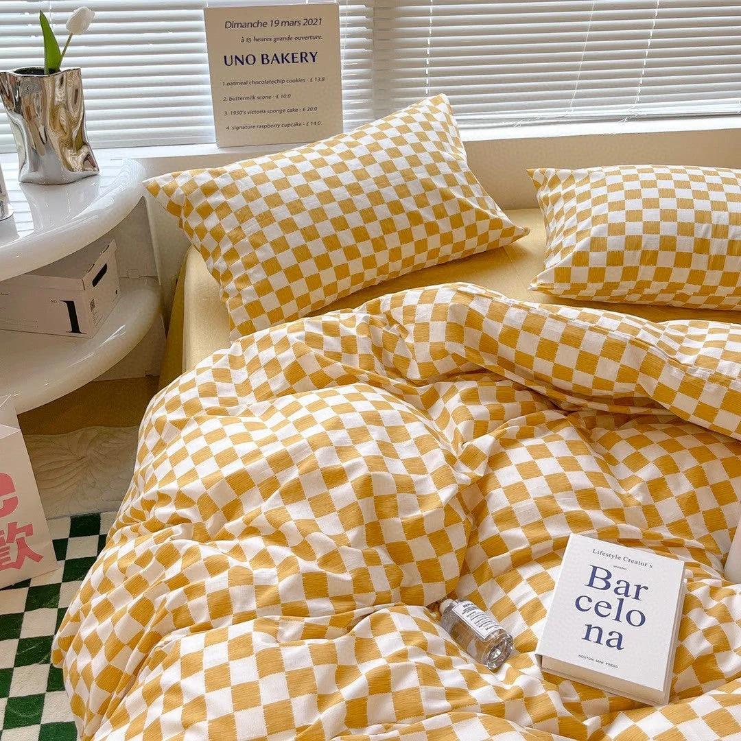 Danish Aesthetic Check Pattern Bedding