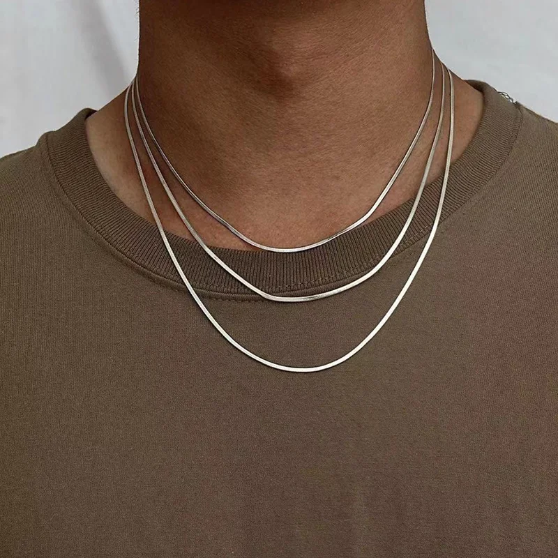 2/3/4/5mm Snake Chain Choker Men Hip Hop Necklace-VESSFUL