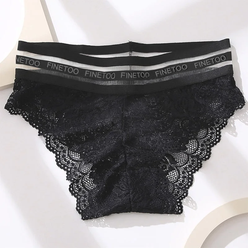Women Sexy Lingerie Lace Panties Underwear Floral Perspetive Panties Female Lace Panty Mesh Wasit Female Seamless Briefs Finetoo